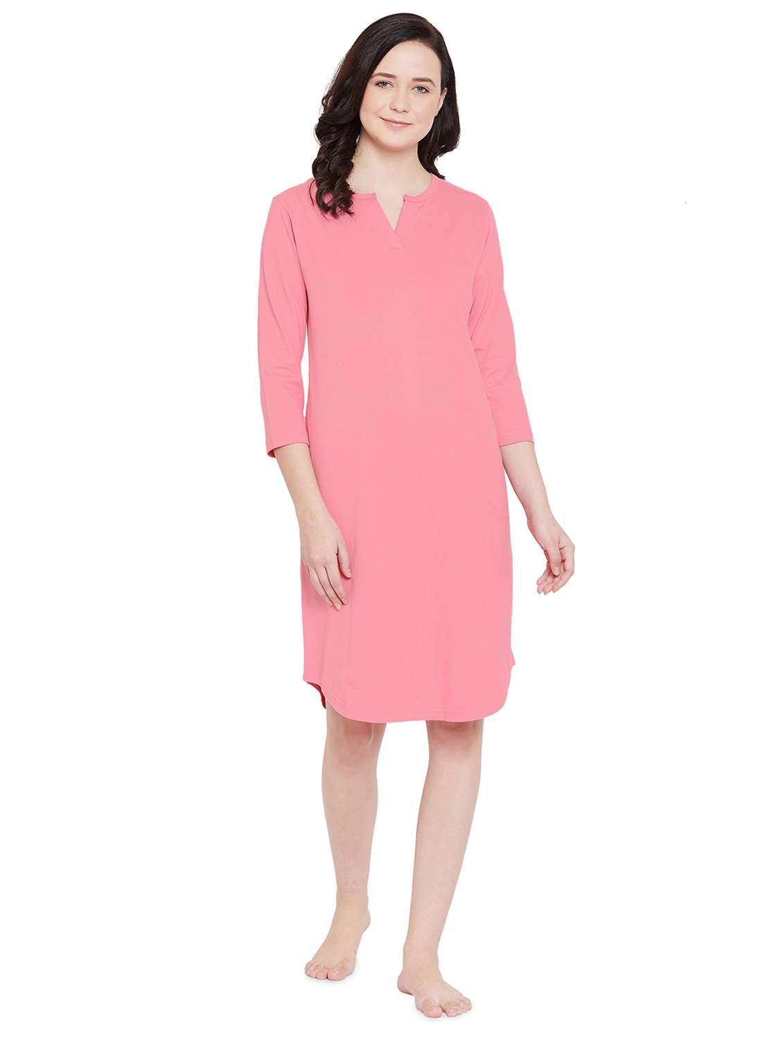 notch neck solid sleepshirt