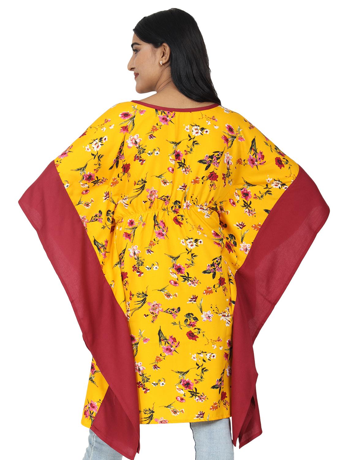 tie up neck floral kaftan - 17542694 - Standard Image - 2