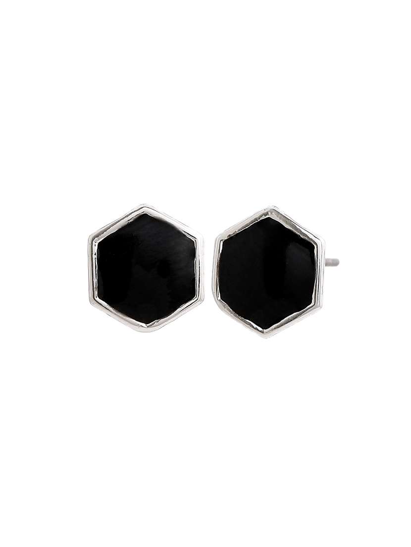black  metal studs earring - 17542763 -  Standard Image - 2