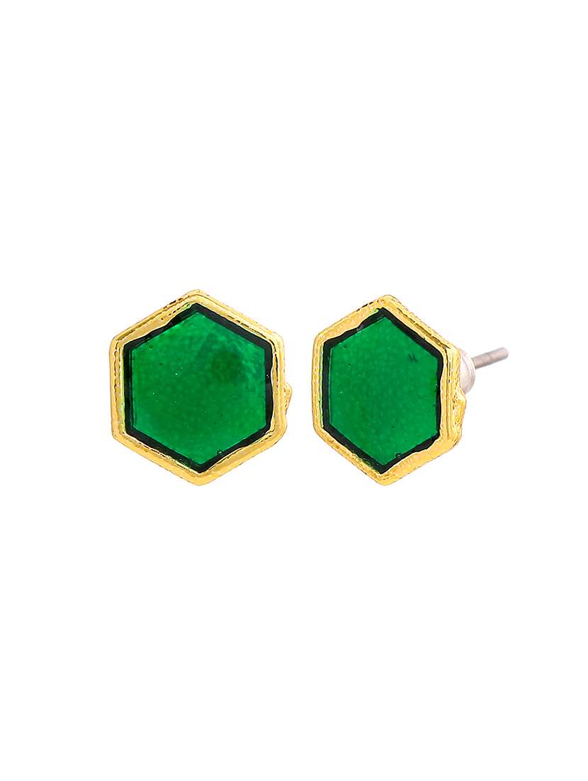 green metal studs earring - 17542764 - Standard Image - 2