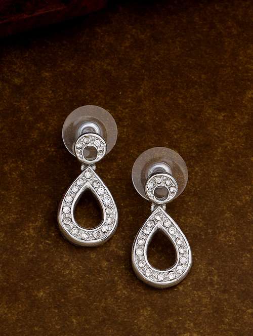 silver metal drop earring - 17542782 - Standard Image - 0