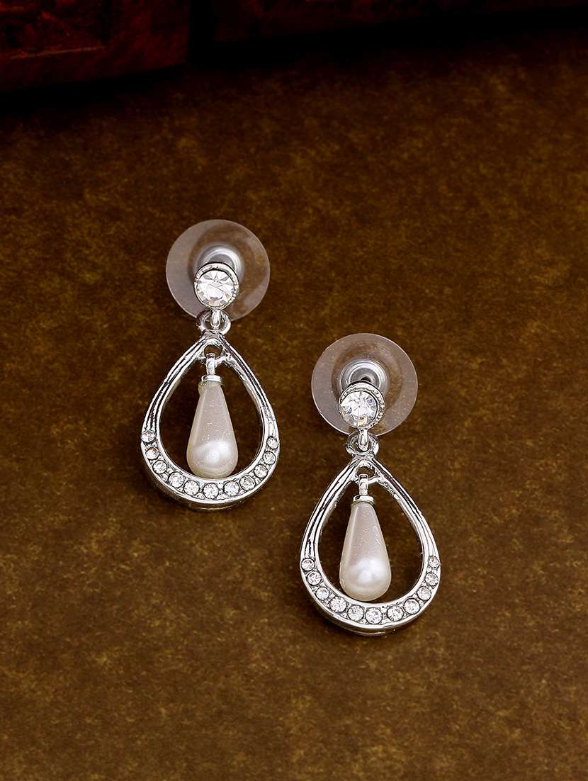 white metal drop earring