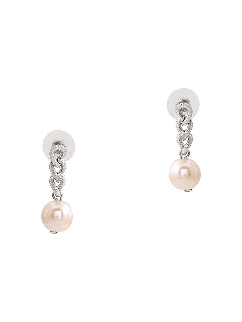 silver metal drop earring - 17542803 - Standard Image - 2