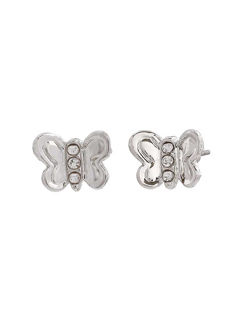 white metal studs earring - 17542818 -  Standard Image - 2