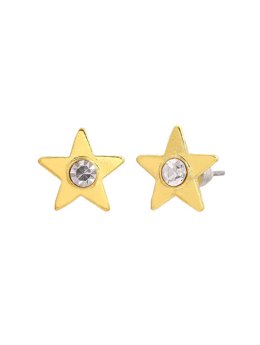 gold metal studs earring - 17542828 - Standard Image - 2