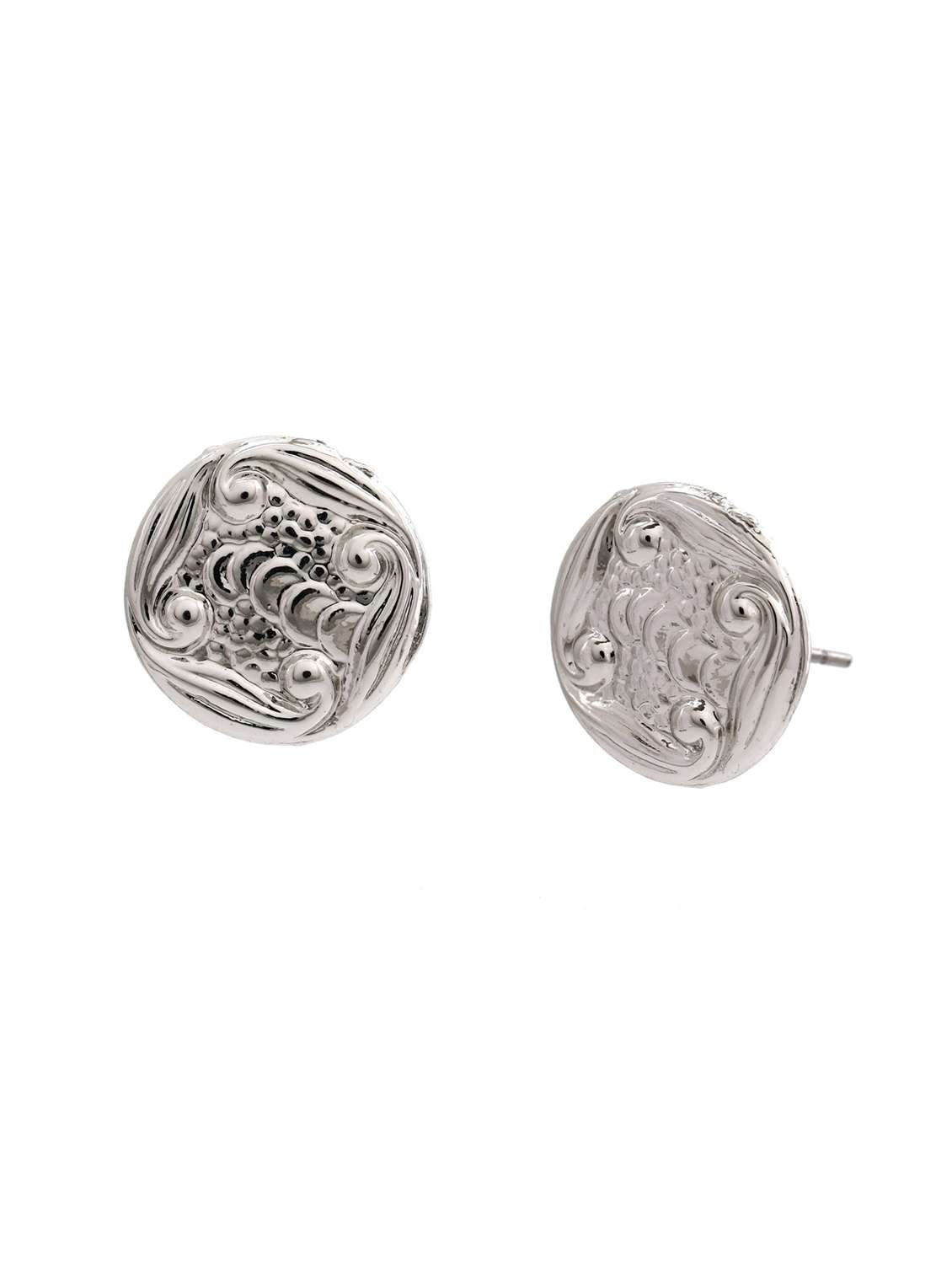 white metal studs earring - 17542847 - Standard Image - 2