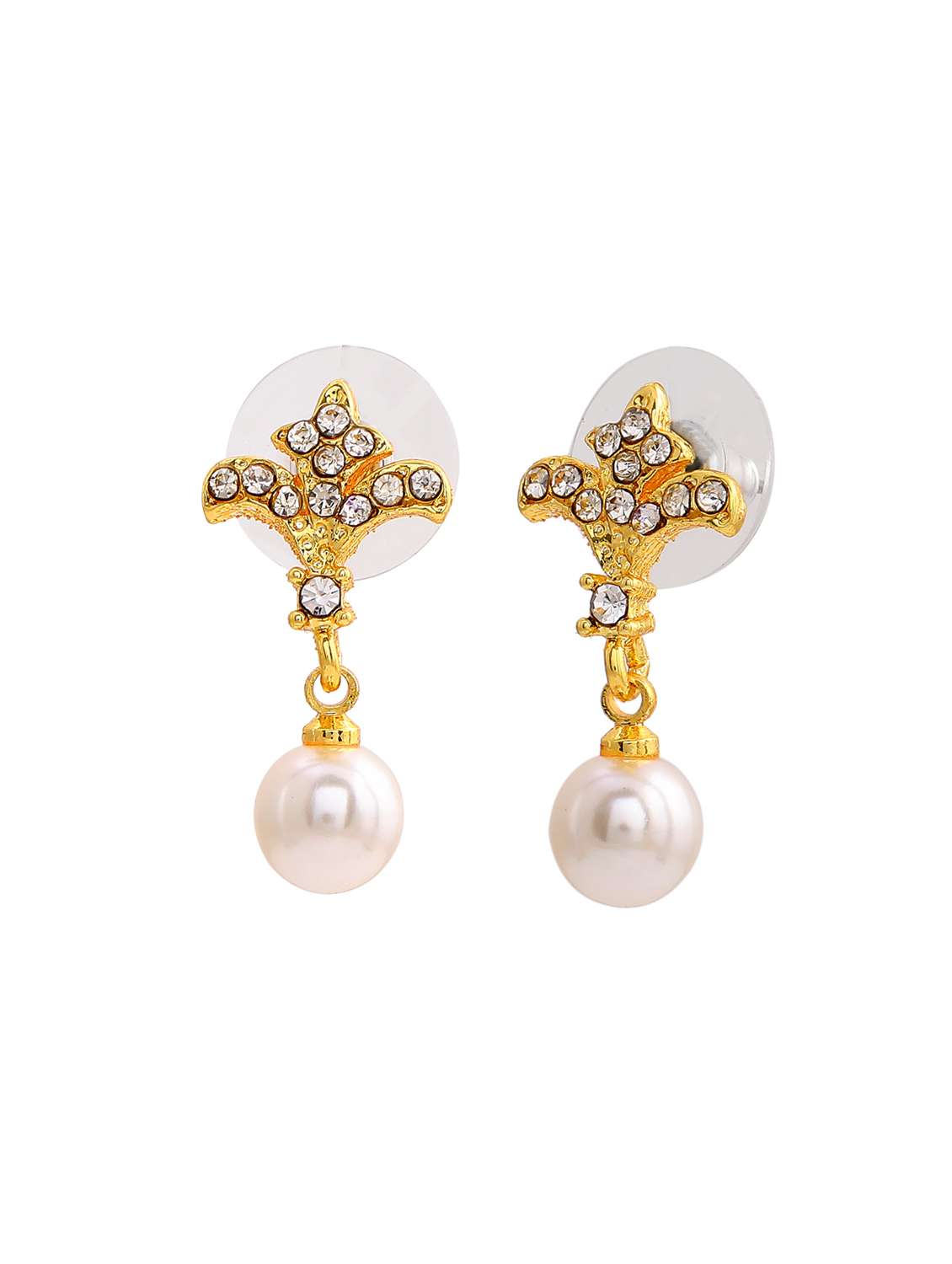gold metal drop earring - 17542886 - Standard Image - 2