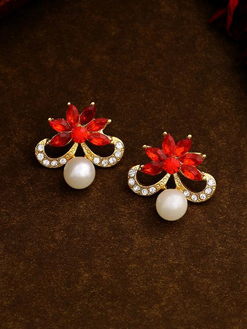 red metal studs earring - 17542900 - Standard Image - 0