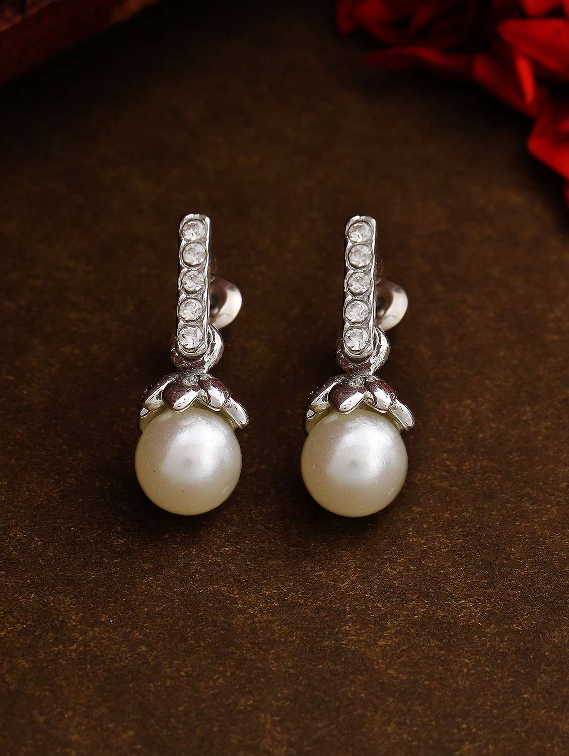 silver metal drop earring