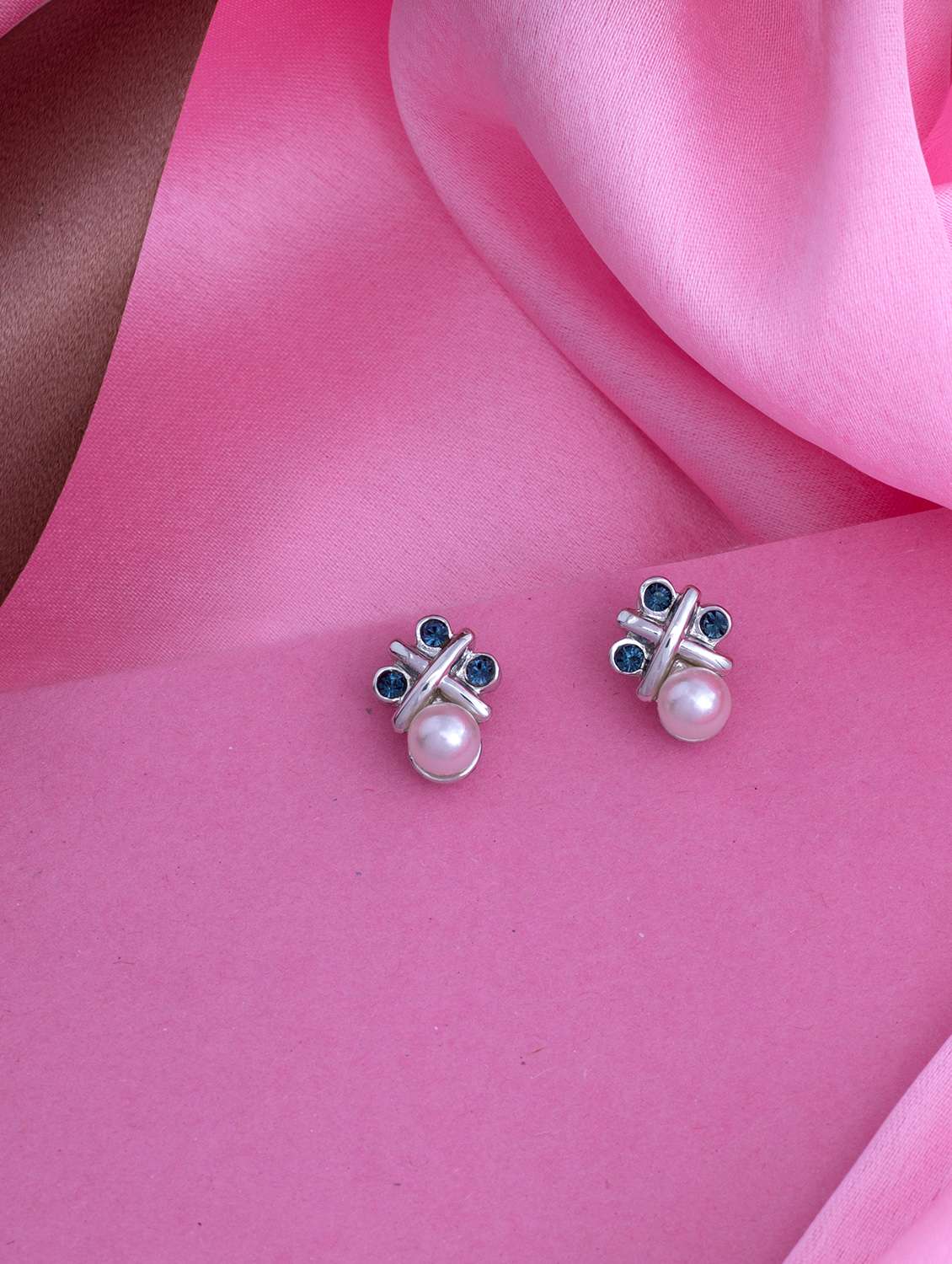 white metal studs earring