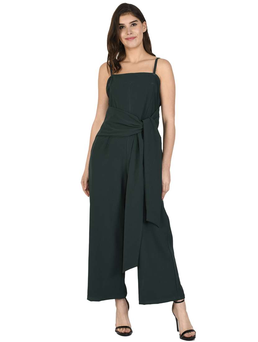 tie front full leg jumpsuit