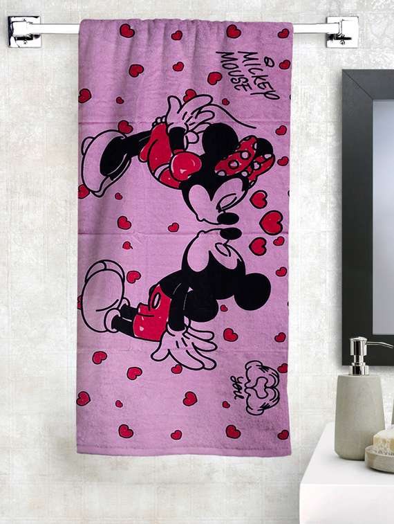 athom trendz disney mickey & minnie mouse large bath towel 300 gsm 75x150 cm