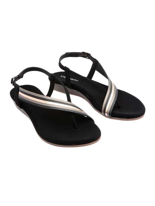 black leatherette back strap sandals - 17544447 -  Standard Image - 0