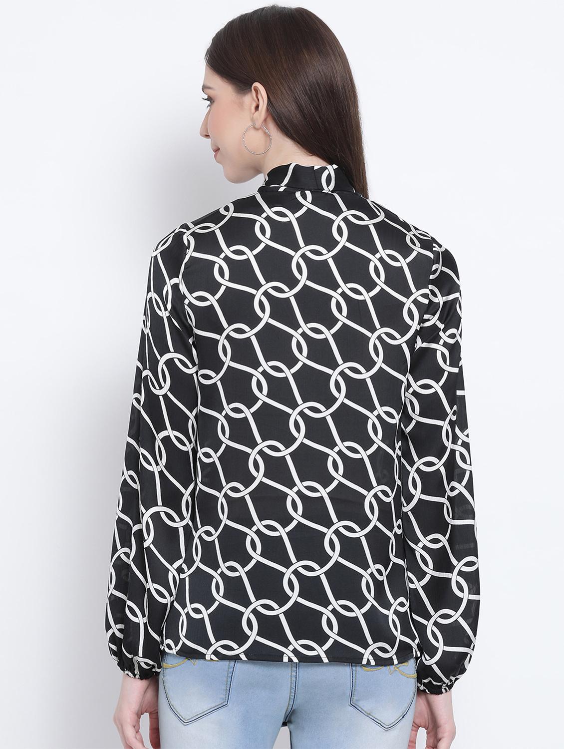 tie up neck printed top - 17544668 - Standard Image - 2