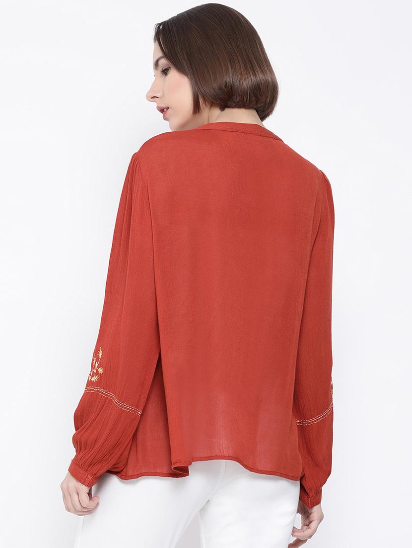 orange viscose regular shirt - 17544682 - Standard Image - 2