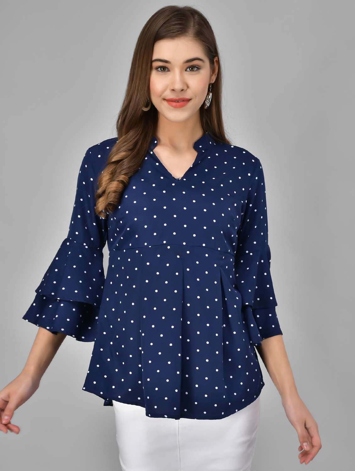 bell sleeved polka dot top 