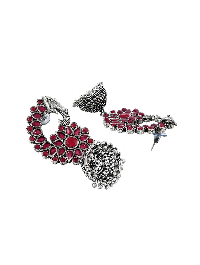 red brass jhumka earring - 17546058 -  Standard Image - 2