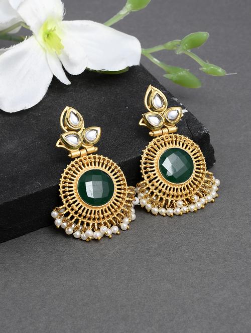 gold brass drop earring - 17546202 - Standard Image - 0