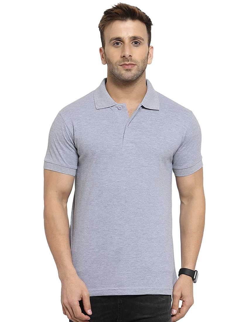 men polo neck solid t-shirt