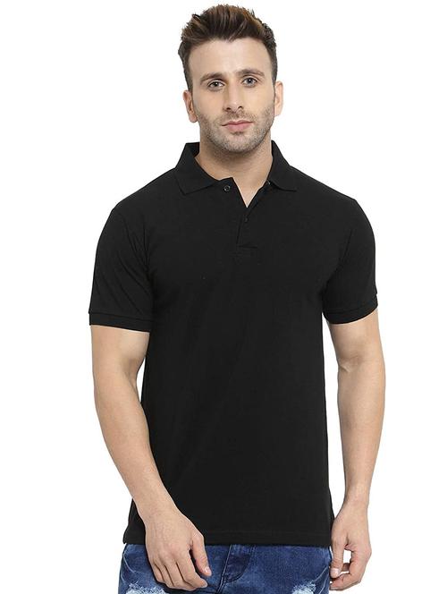 men black solid regular fit polo t-shirt - 17546793 - Standard Image - 0
