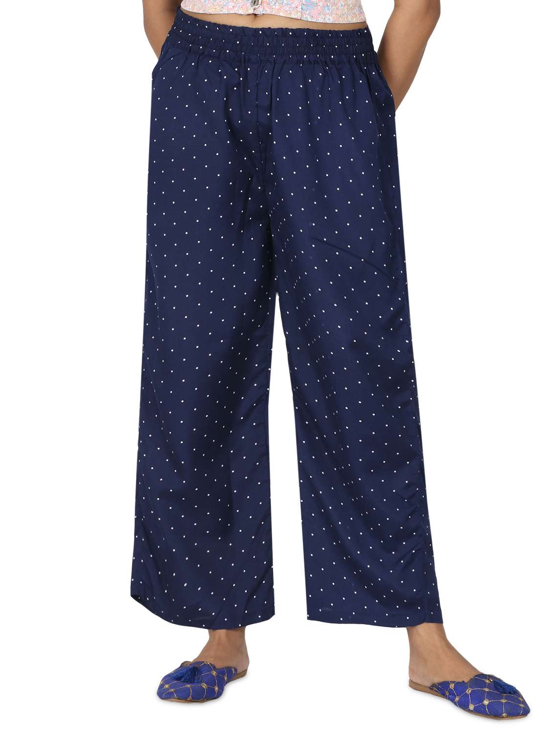 navy blue crepe palazzos