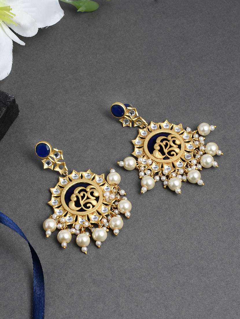 blue gold brass chandballi earring - 17547299 -  Zoom Image - 0
