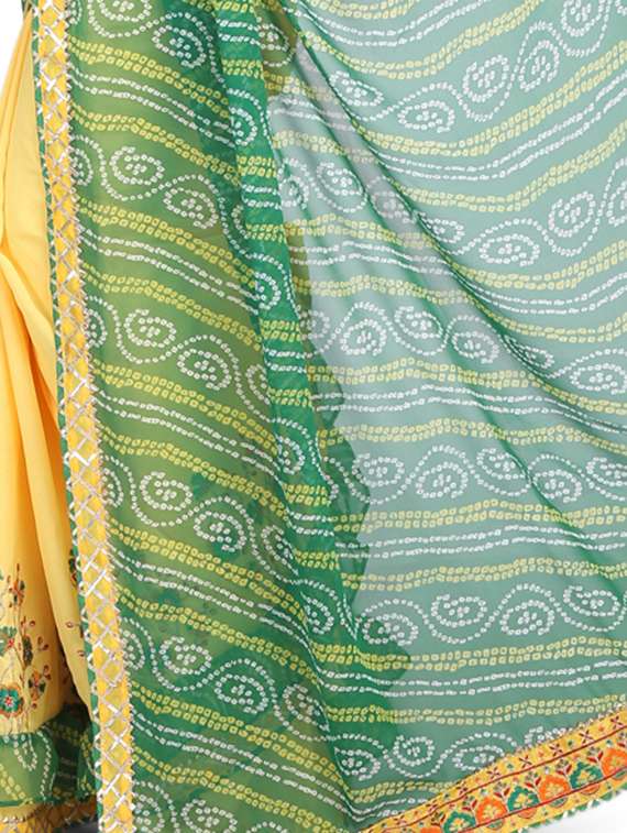 women's bandhani green colored saree with blouse - 17547462 -  Standard Image - 2