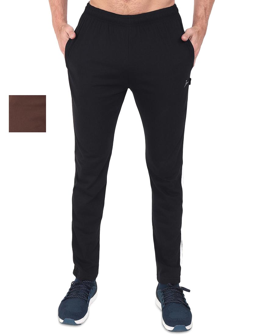 brown and black set of 2 full length track pant - 17548049 -  Zoom Image - 0