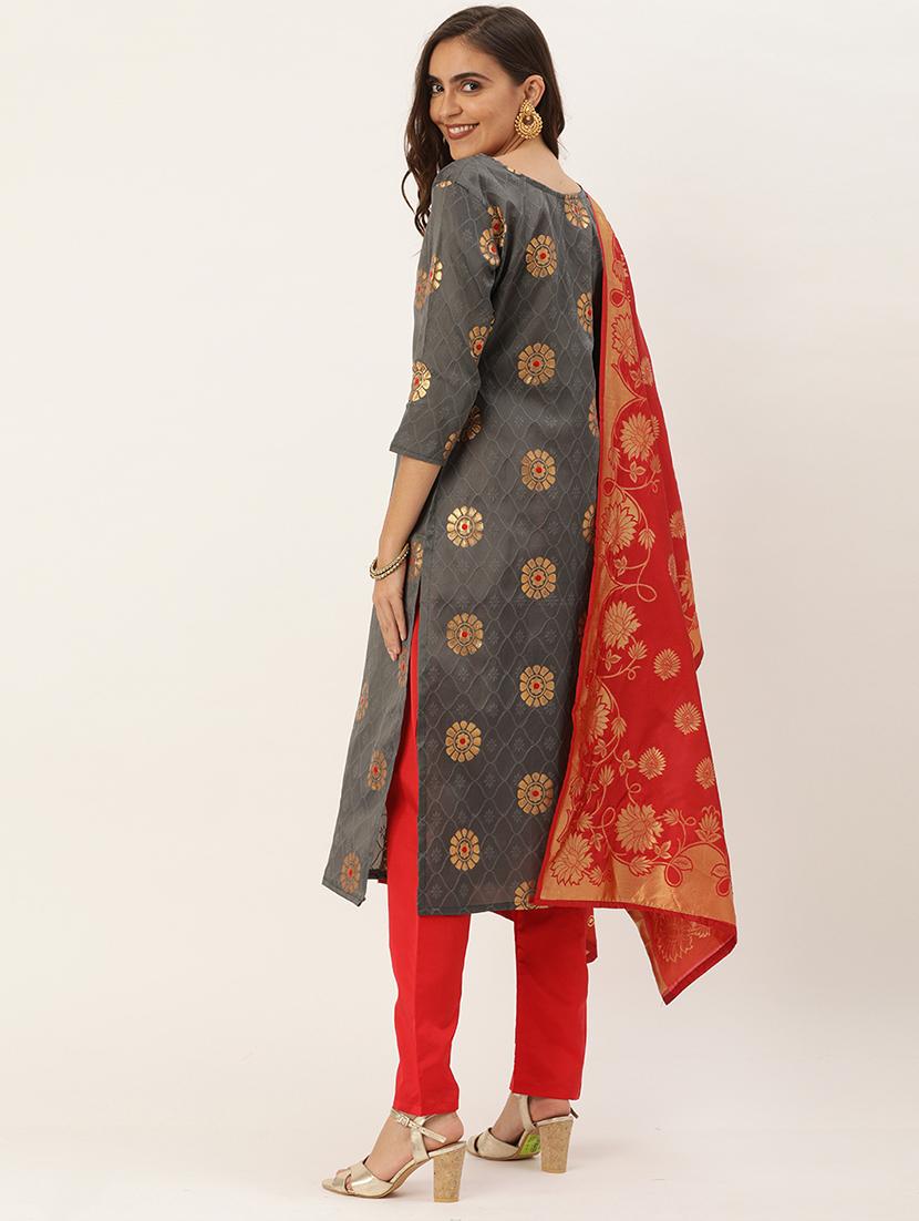 zari work unstitched suit - 17548847 - Standard Image - 2