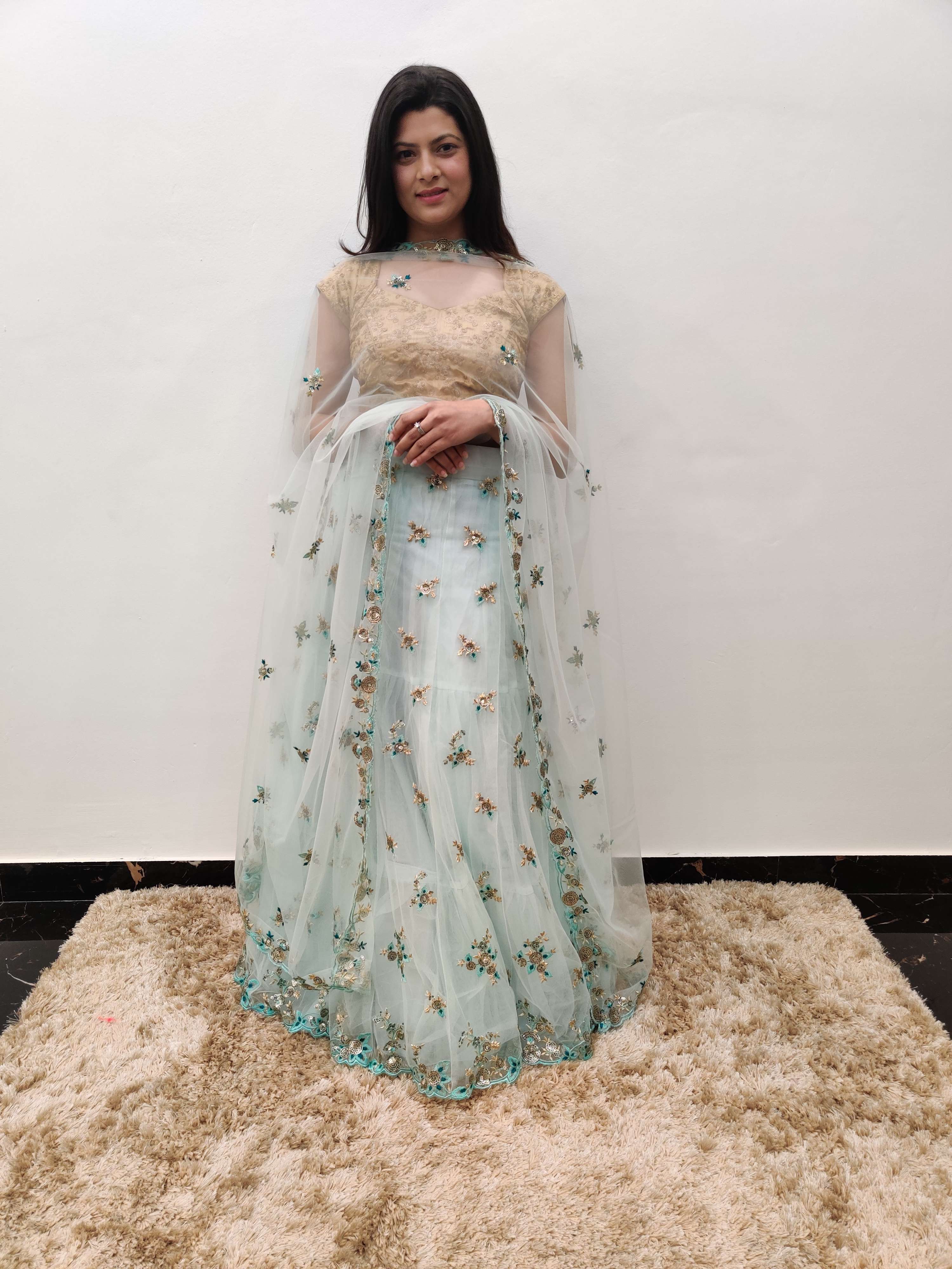 net embroidered lehenga set 