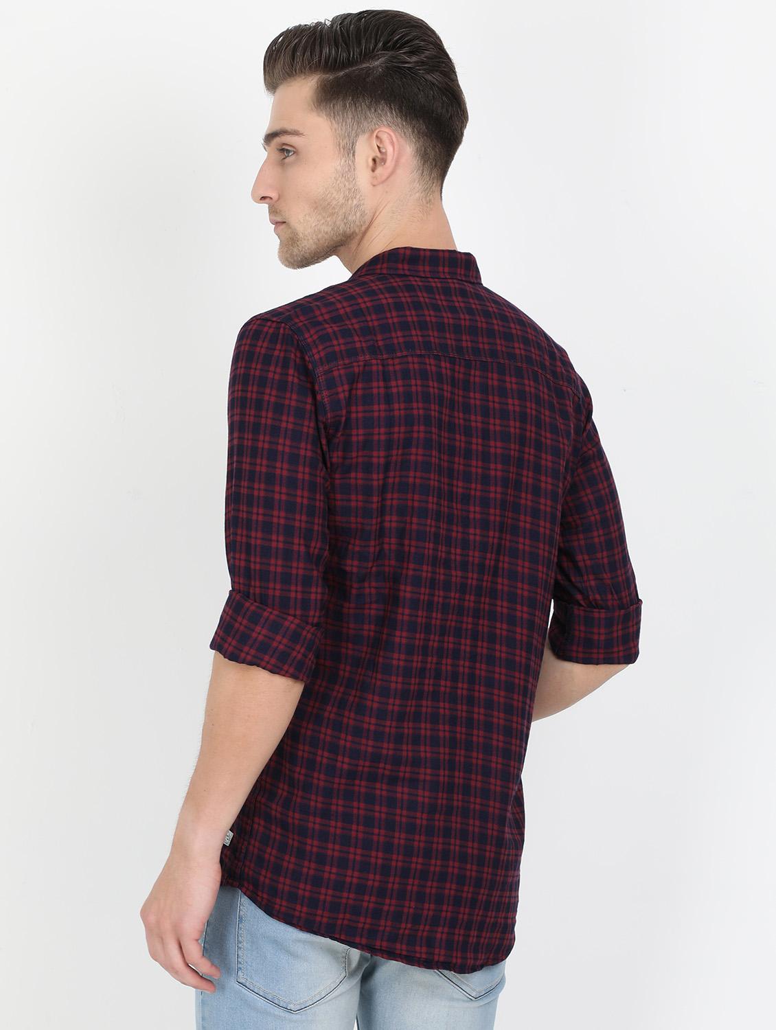 navy blue checkered casual shirt - 17549653 - Standard Image - 2