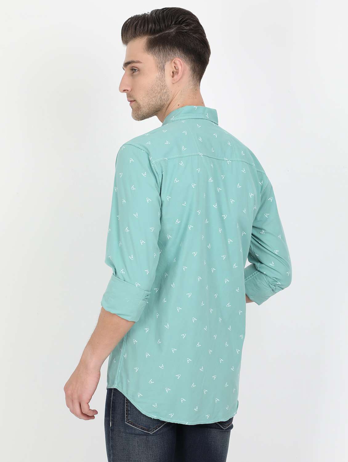 sea green printed casual shirt - 17549656 - Standard Image - 2