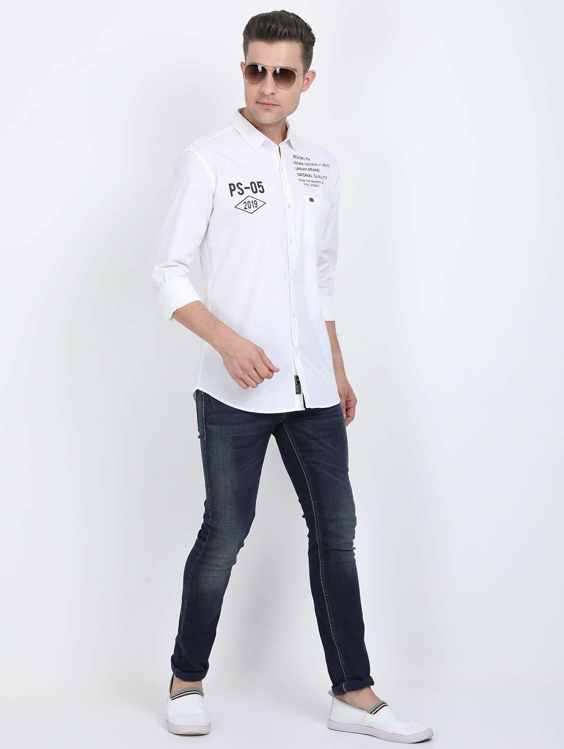 white typographic casual shirt - 17549660 - Standard Image - 2
