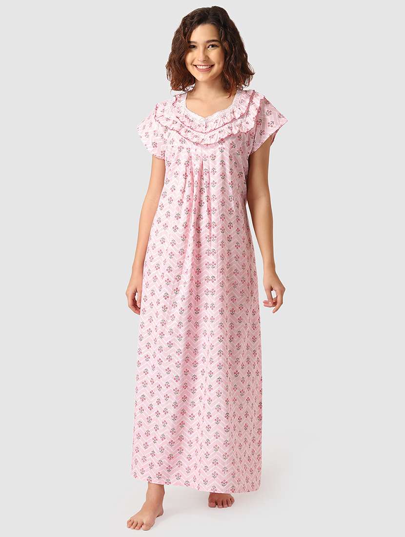 lace detail floral nighty 