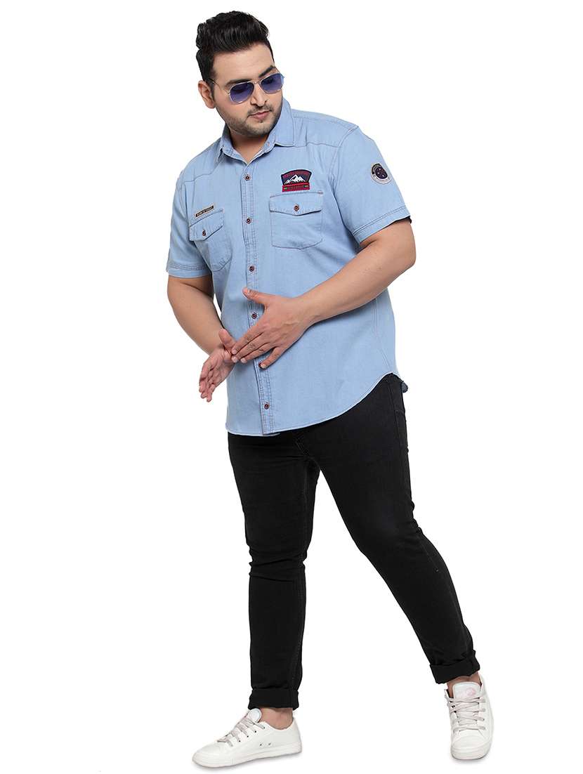 Blue Solid Casual Shirt