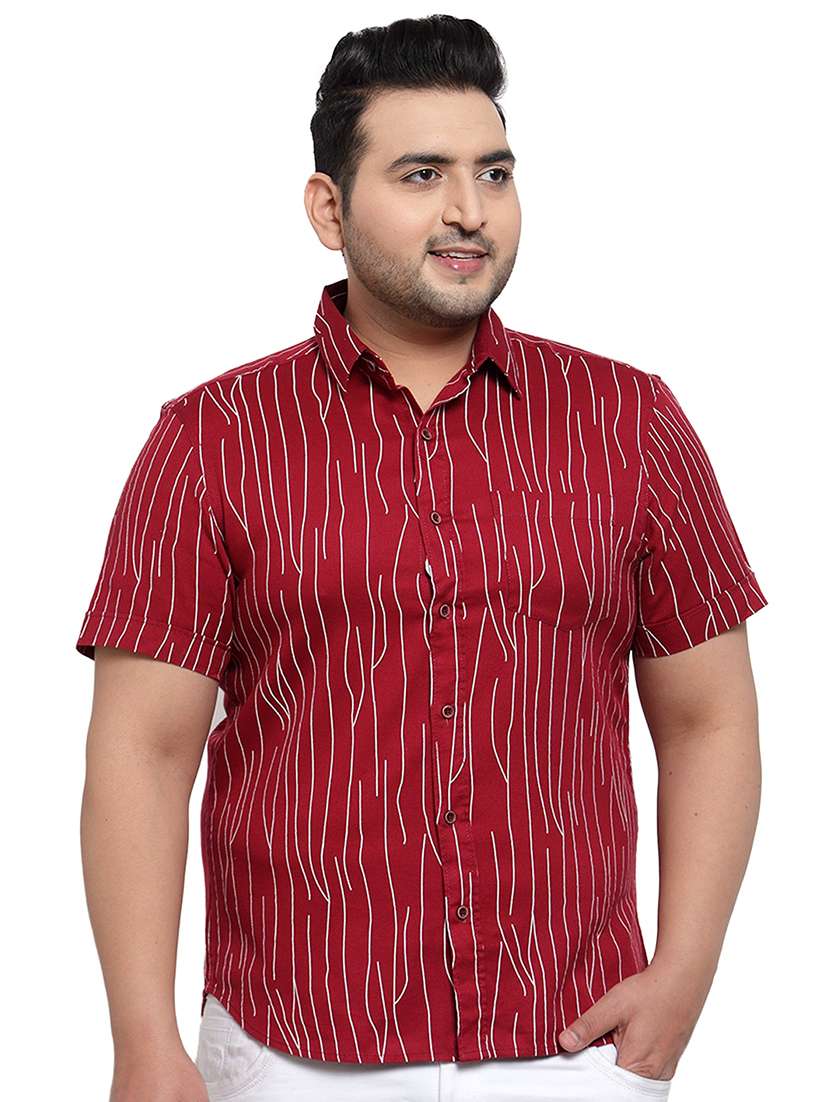 Pluss Maroon Printed Casual Shirt