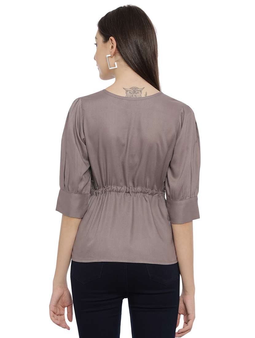 drawstring waist solid top - 17550679 -  Standard Image - 2
