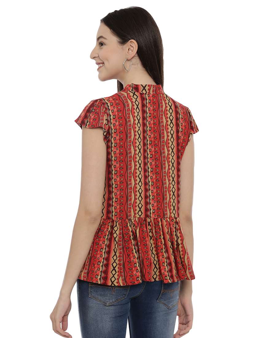 abstract printed peplum top - 17550682 - Standard Image - 2