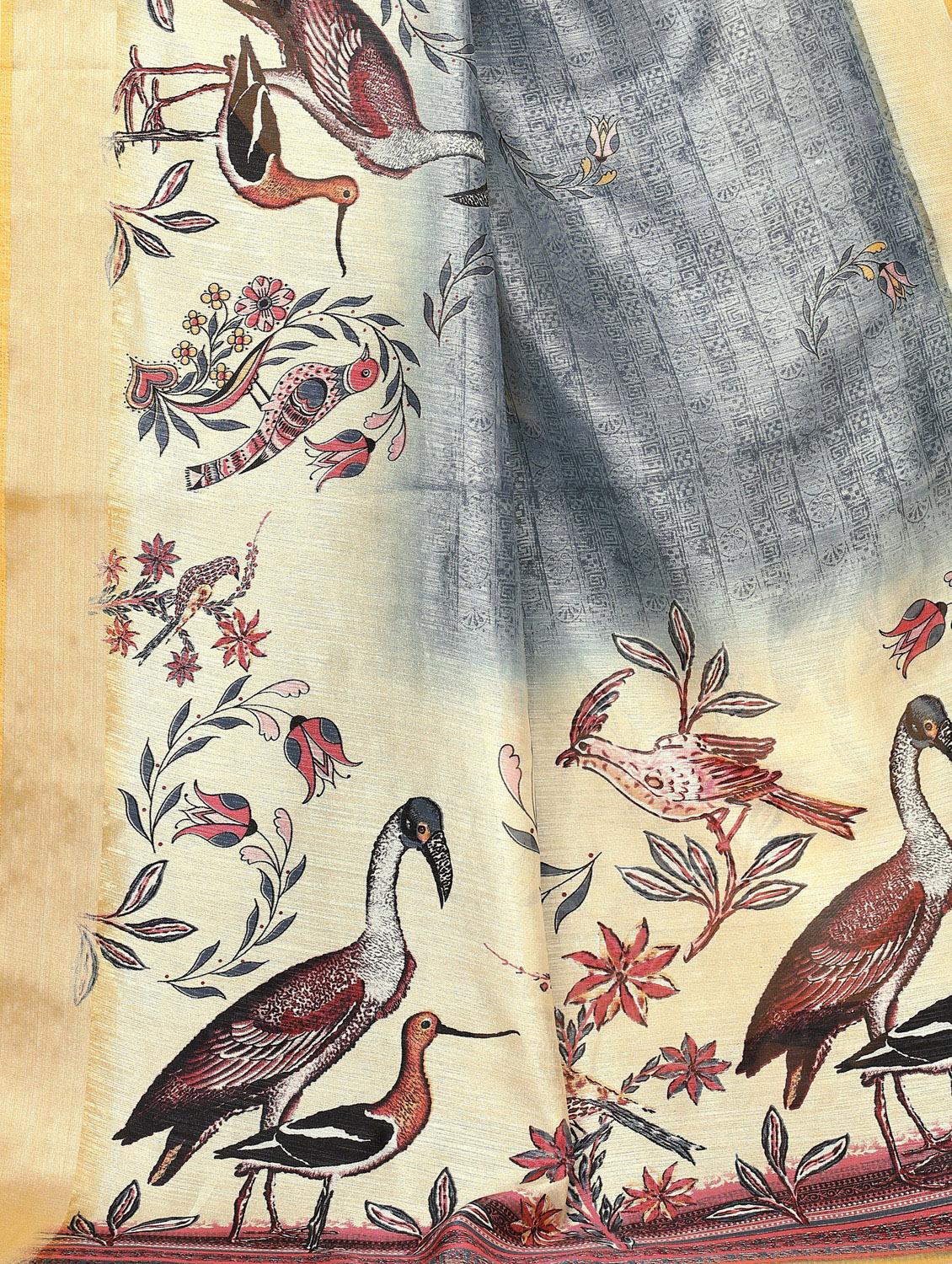 conversational printed saree with blouse - 17550789 - Standard Image - 2