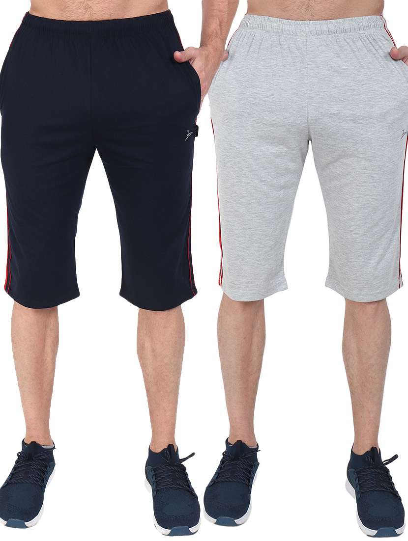 set of 2 multi colored side striped three - fourths