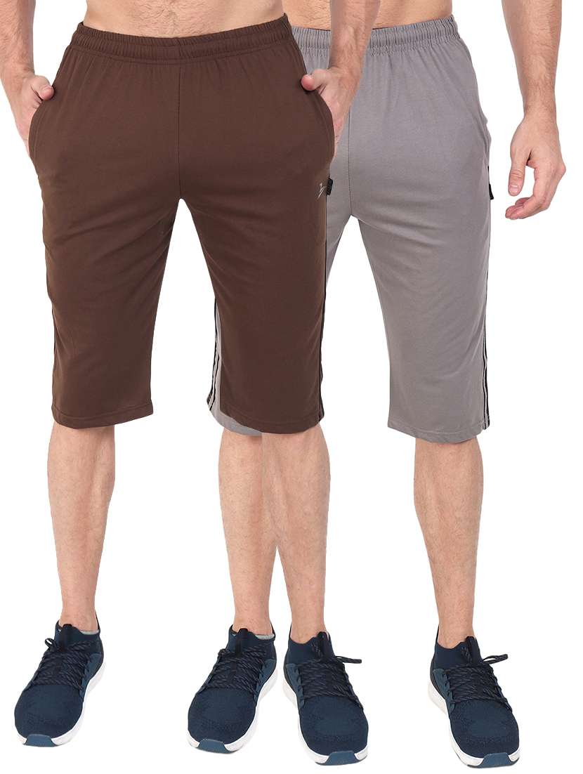 set of 2 multi colored side striped three - fourths