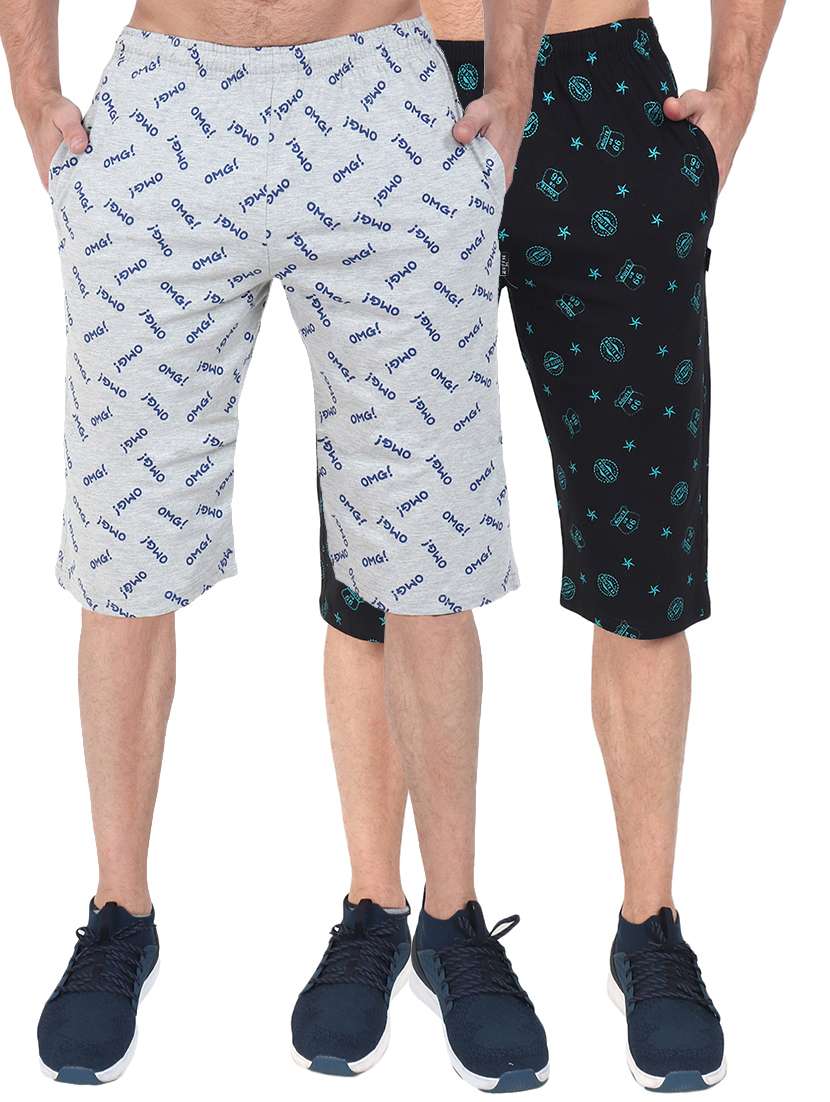 set of 2 multi colored printed three - fourths