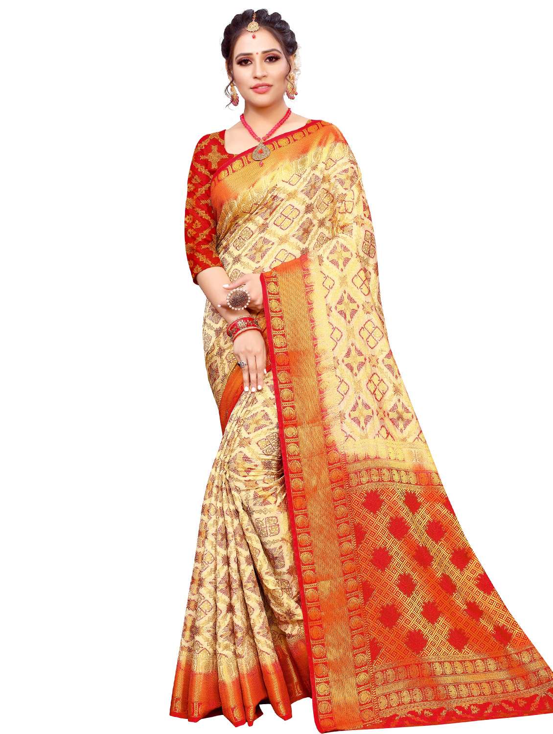 self design kanjivaram saree with blouse