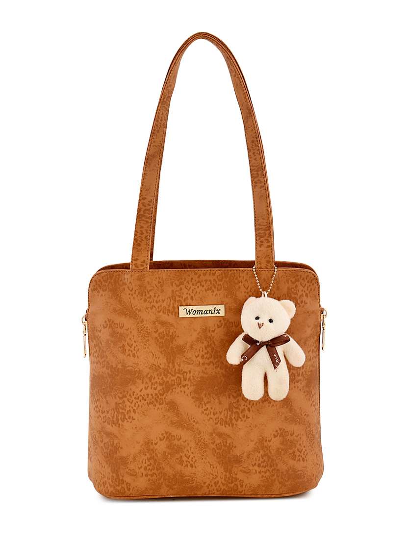 brown leatherette (pu) handbag