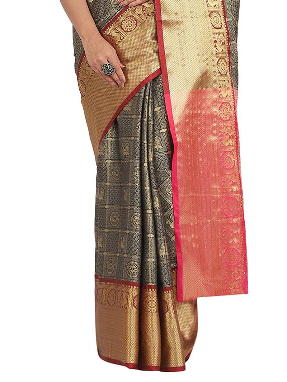conversational banarasi saree with blouse - 17553906 - Standard Image - 2