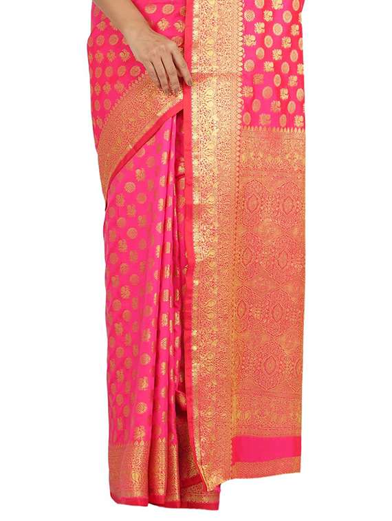 magenta banarasi saree with blouse - 17553920 - Standard Image - 2