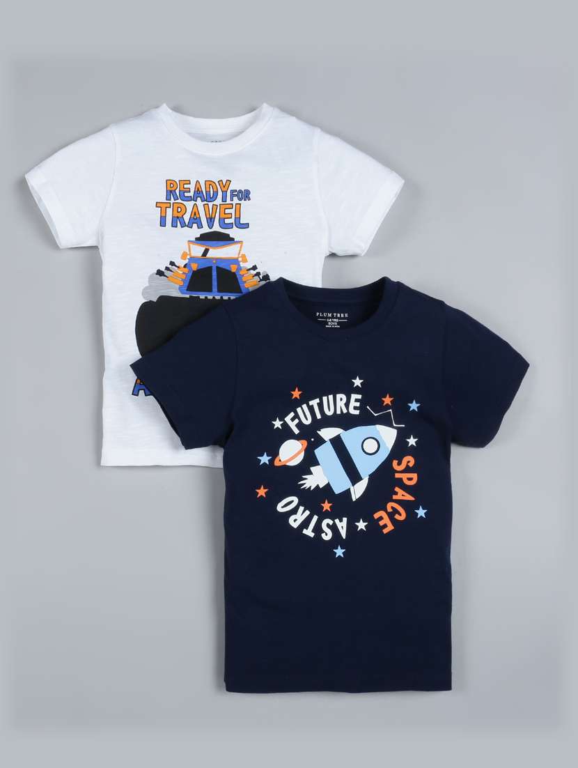 set of 2 multi colored cotton t-shirt