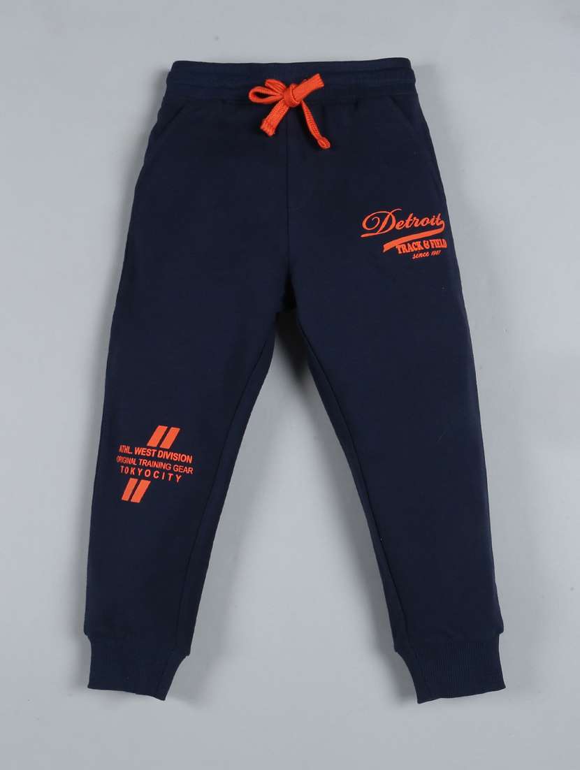 navy blue cotton printed jogger