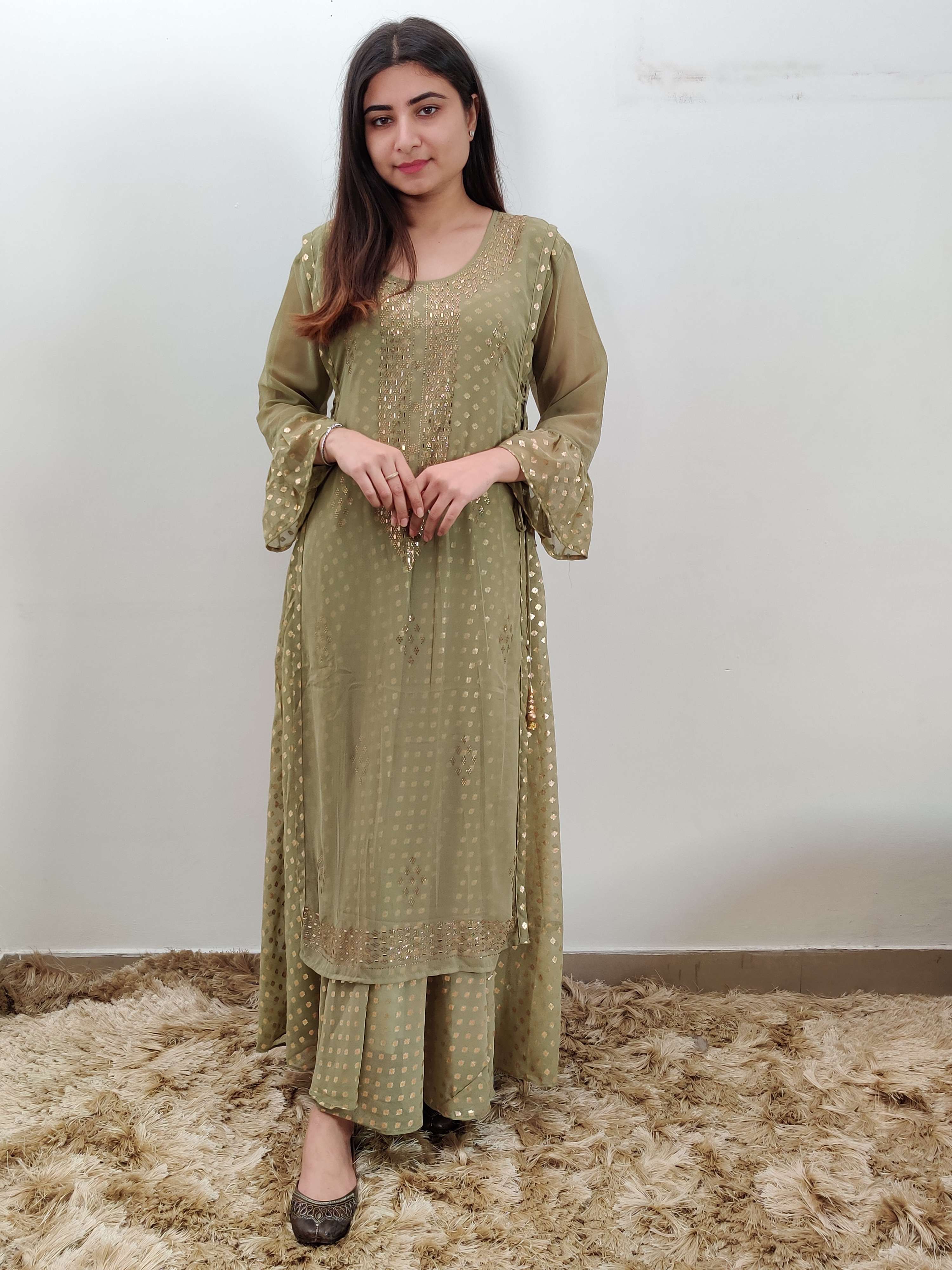 green designer layer kurti 