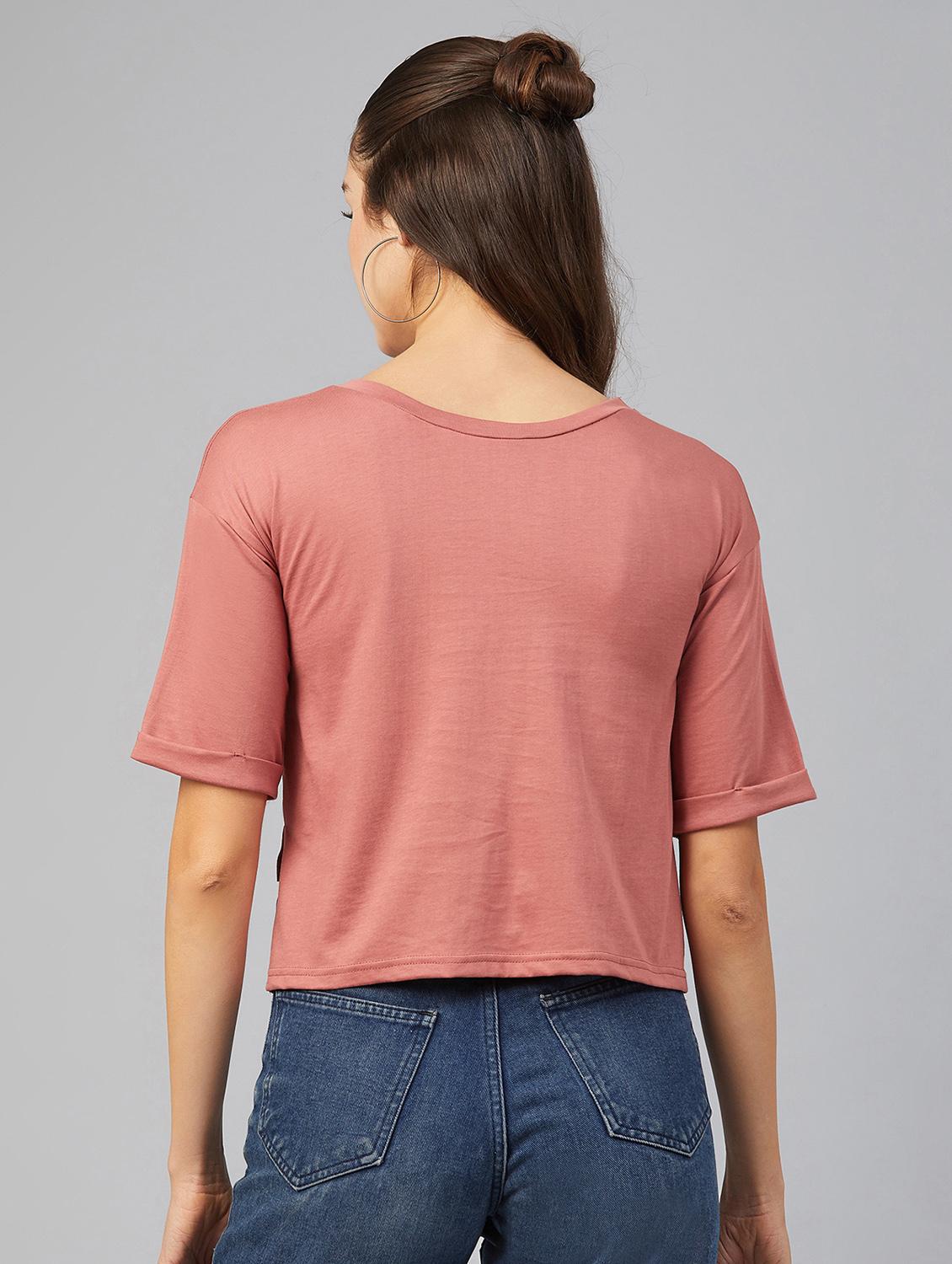 round neck solid crop tee - 17557335 - Standard Image - 2